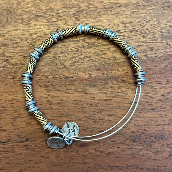 Alex and Ani Silver and Gold Mixed Metal Beaded Bangle Bracelet - Picture 2 of 3